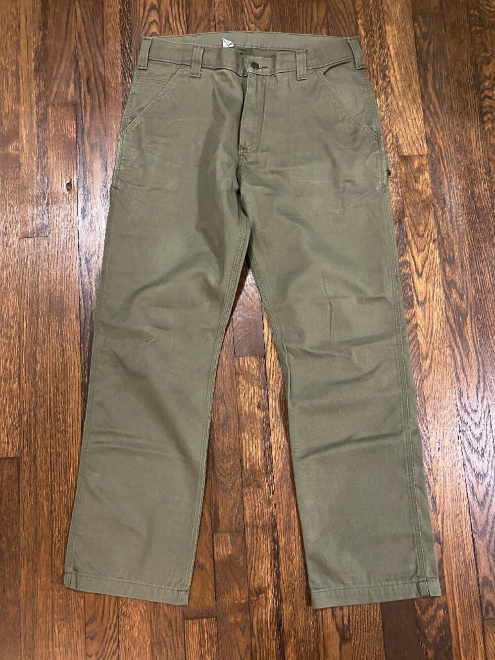 Carhartt olive geen Relaxed Straight Twill Dungaree #B324 Work Pants 34 x 32